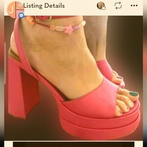 Wild fable Alessia barbie pink faux leather platform pumps strappy heels 11 NWOB